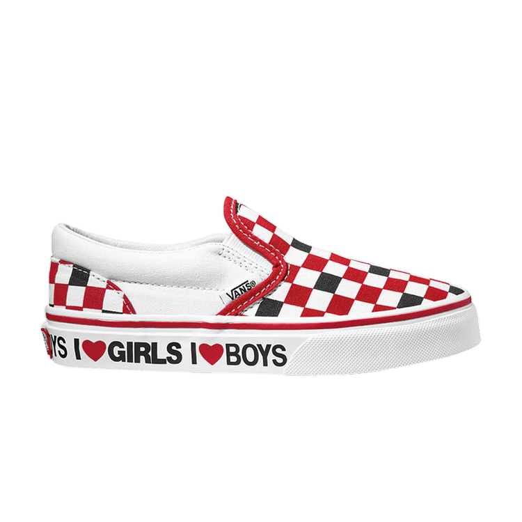 Classic Slip-On Kids 'Checkerboard - I Heart'