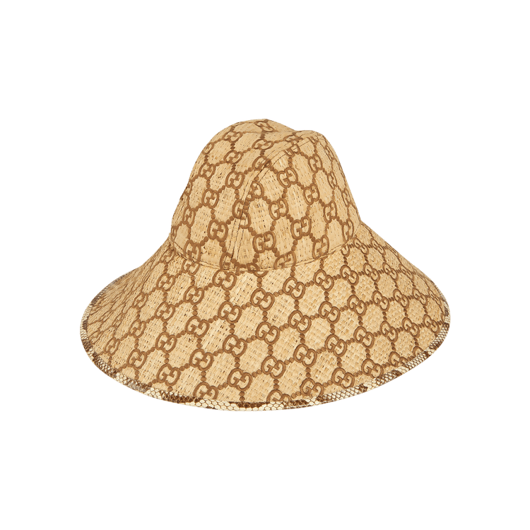Gucci GG Raffia Wide Brim Hat With 