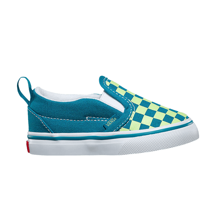 Slip-On V Toddler 'Checkerboard - Enamel Blue Green'