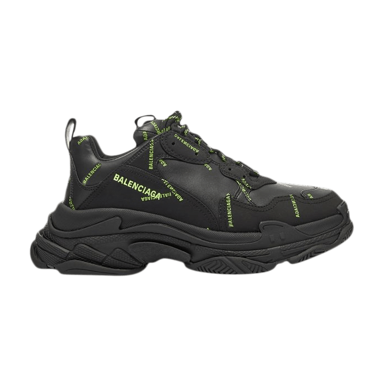 Balenciaga Triple S Sneaker 'Allover Logo - Black Fluo Yellow' | GOAT