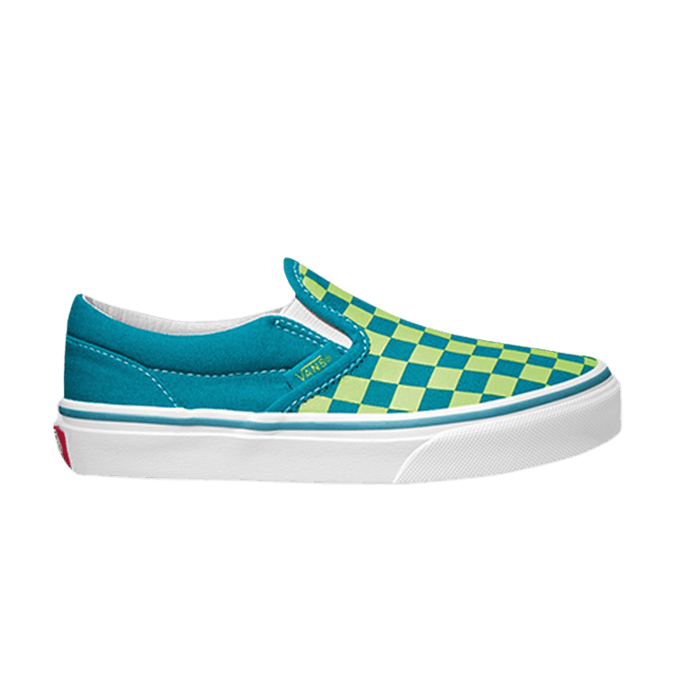 Classic Slip-On Kids 'Checkerboard - Blue Green'