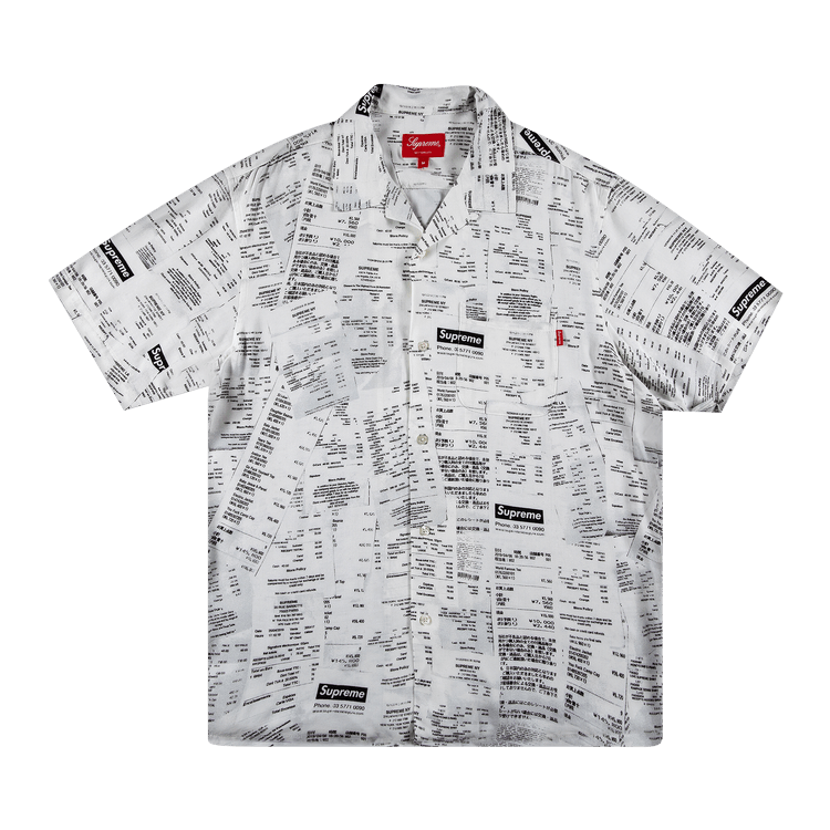 Supreme Receipts Rayon Shirt White XL