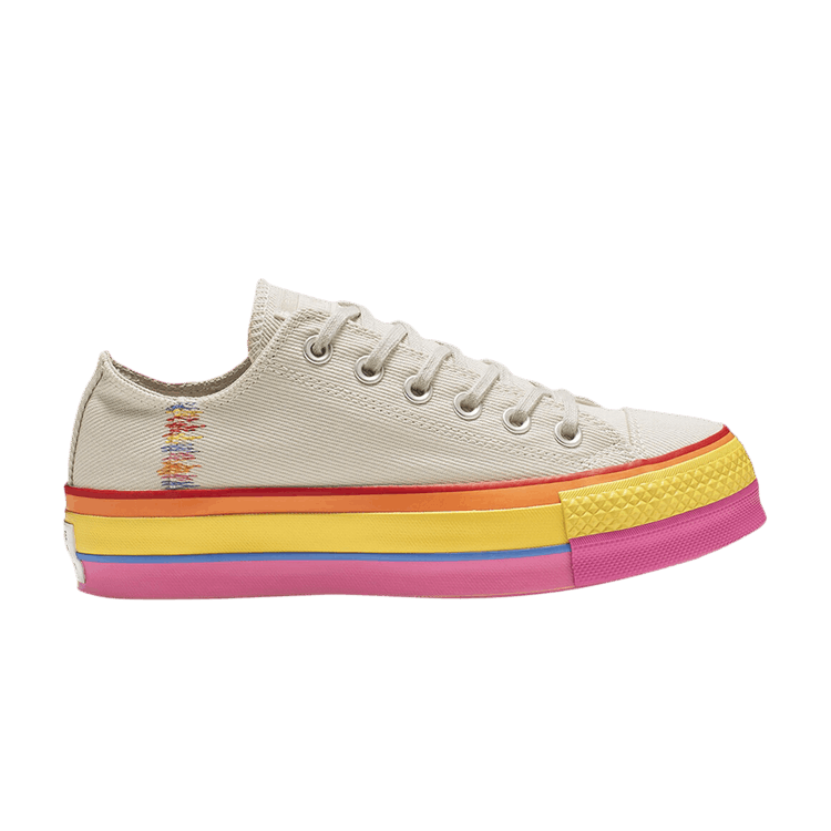 Wmns Chuck Taylor All Star Lift Low 'Rainbow - Vintage White'