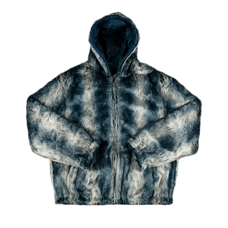 Supreme Faux Fur Reversible Hooded Jacket 'Ice Blue' | GOAT