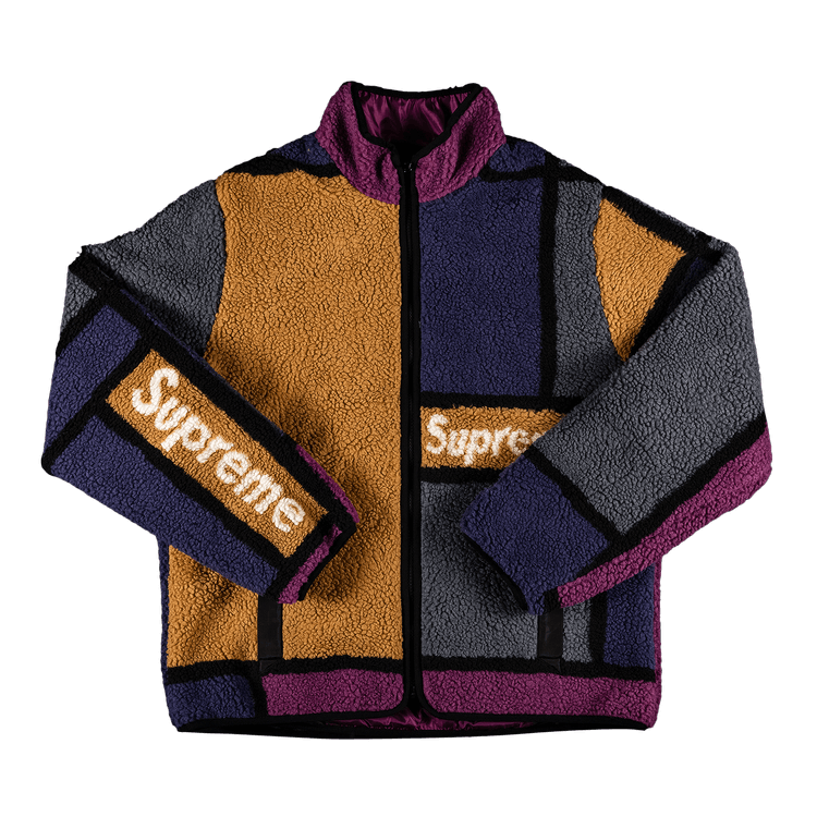 Supreme Reversible Colorblocked Fleece Jacket 'Purple' | GOAT