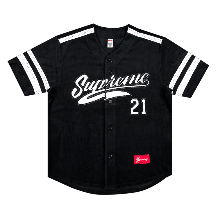 Buy Supreme Patches Denim Baseball Jersey 'Black' - SS21KN39 BLACK - Black