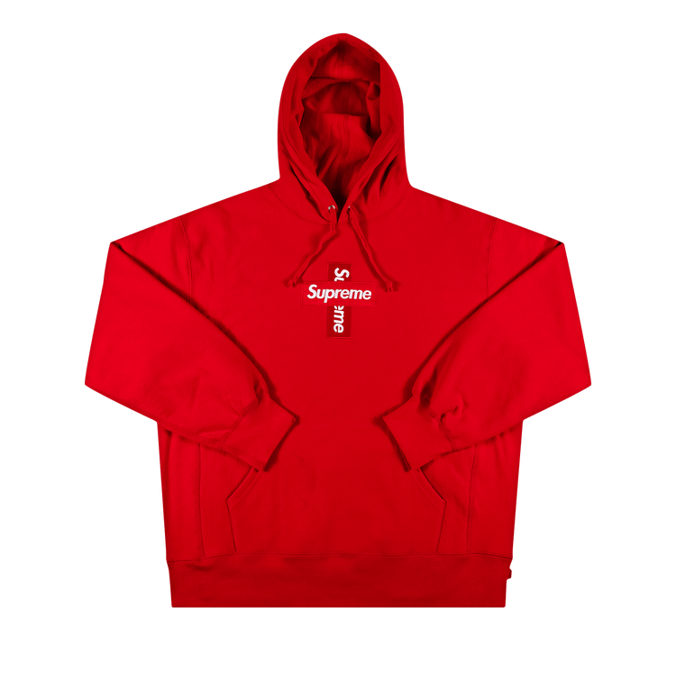 Supreme Cross Box Logo Hooded Sweatshirt 'Red