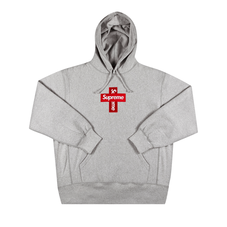 Supreme Cross Box Logo Hooded Sweatshirt 'Heather Grey' | GOAT