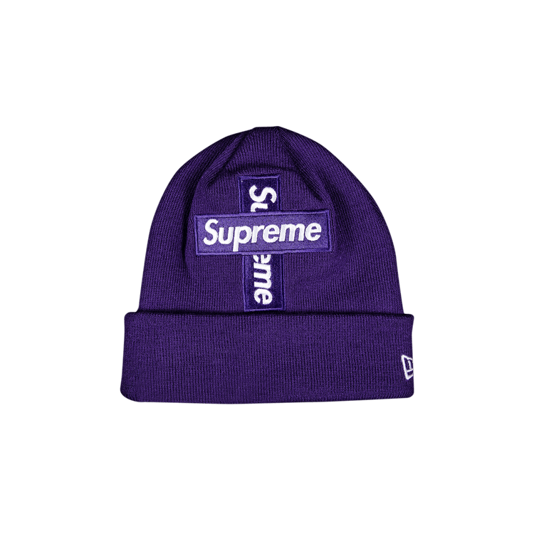Buy Supreme x New Era Cross Box Logo Beanie 'Purple