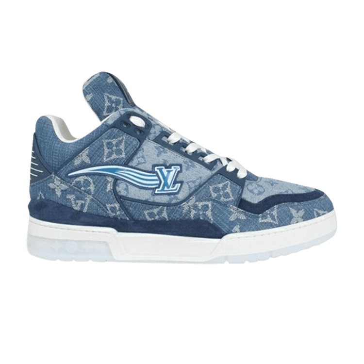 LV Monogram Denim Trainer Sneakers 1A7S51  Sneakers, Sneakers blue, Lv  sneakers mens