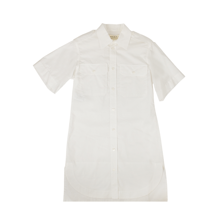 Marni Crispy Cotton Button Down Shirt Dress 'Lily White' GOAT