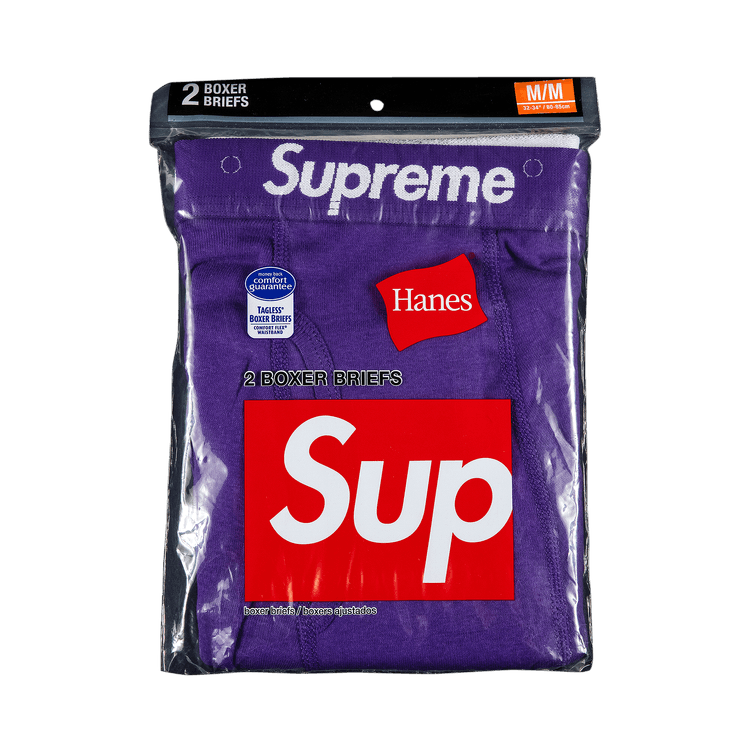 100% Authentic Supreme x Hanes Boxer Briefs Purple Yellow Bandana (ONE  BOXER)