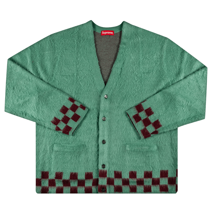 Supreme Brushed Checkerboard Cardigan 'Mint'
