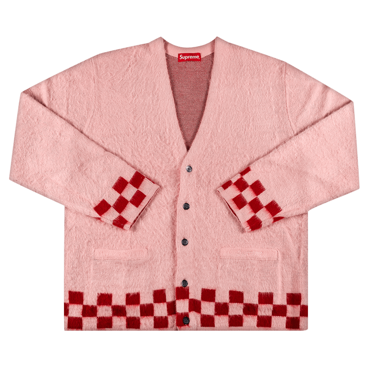 Buy Supreme Brushed Checkerboard Cardigan 'Pink' - SS21SK17