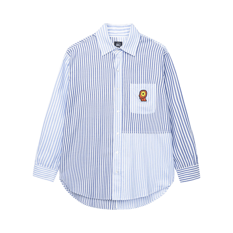 Buy Brain Dead Sunflower Paneled Oxford Button Up Shirting 'Blue ...