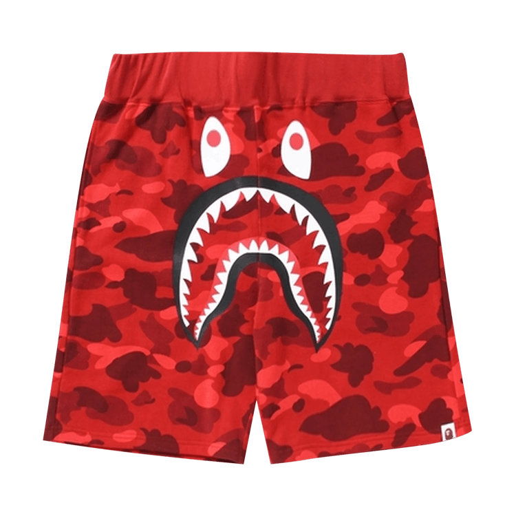Buy BAPE Camo Shark Sweat Shorts 'Red' - 1D80 153 006 RED - Red