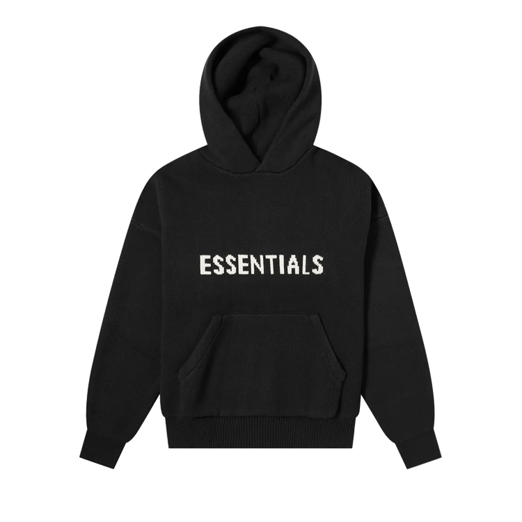 Essentials Knit Hoodie Black1