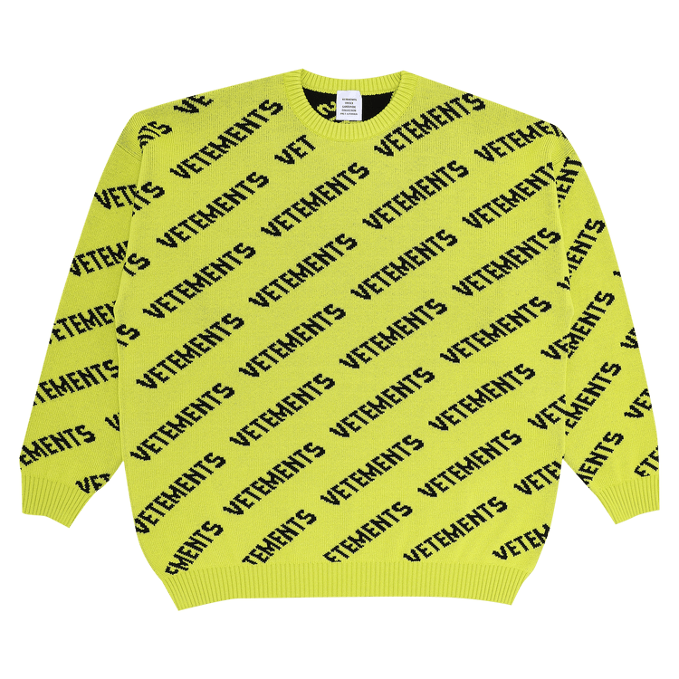 Buy Vetements Monogram Knitted Jumper 'Neon Yellow/Black