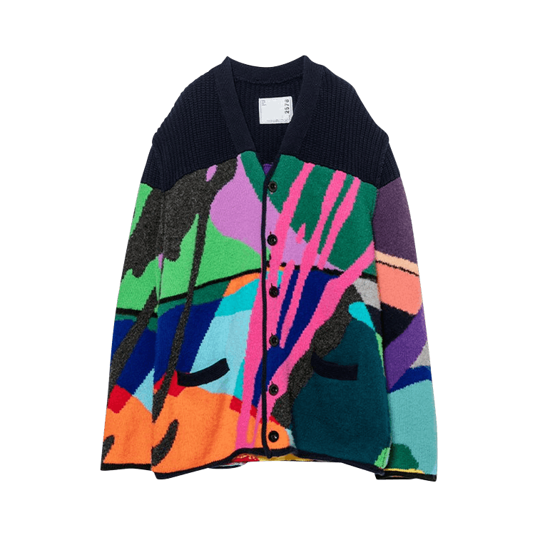 Buy Sacai x KAWS Jacquard Knit Cardigan 'Multicolor' - 21 02578M 