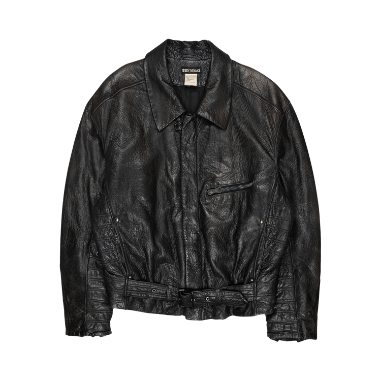イッセイミヤケISSEY MIYAKE ナイロンライダースジャケット 黒2