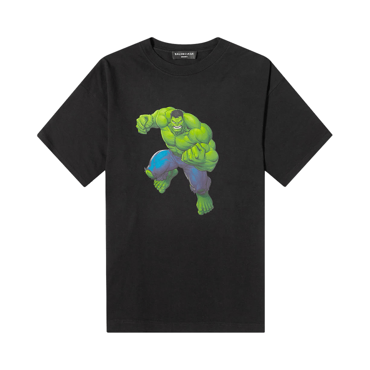 BALENCIAGA × MARVEL マーベル ハルクプリントTシャツ XSサイズ ホワイト 612965 TLV59-9000 バレンシアガ Incredible Hulk 半袖カットソー Balenciaga White Hulk Printed Cotton Short Sleeve T-Shirt M