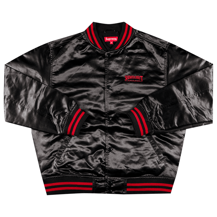 Buy Supreme x Thrasher Satin Varsity Jacket 'Black' - FW21J118