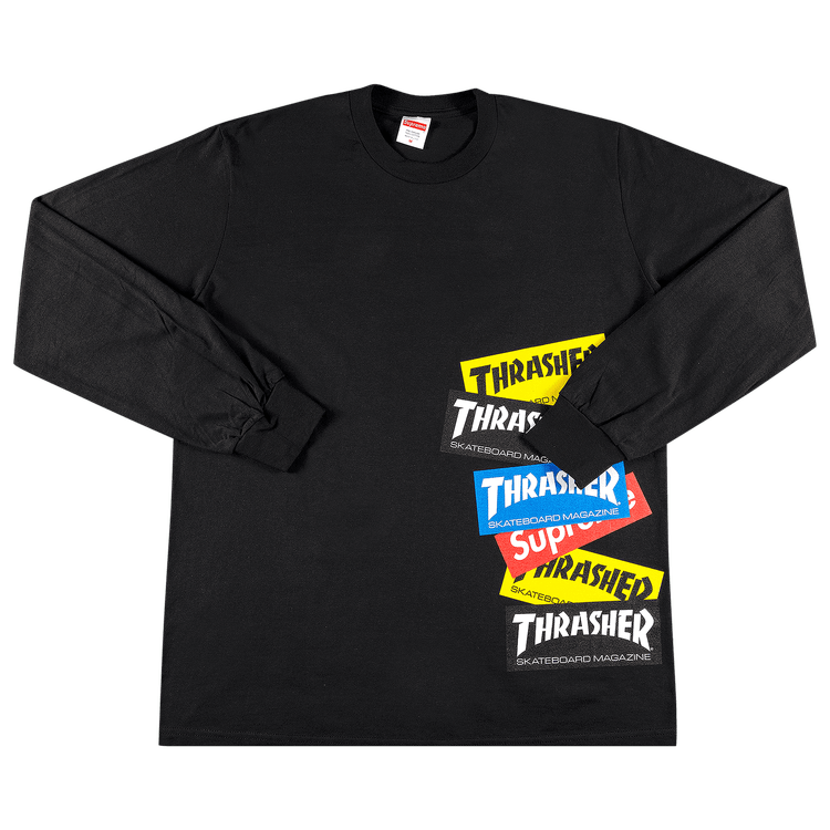 Supreme x Thrasher Multi Logo Long-Sleeve Tee 'Black'