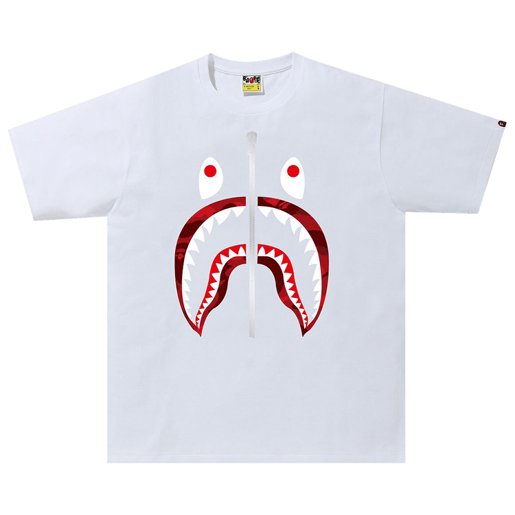 Bape shark tee red best sale