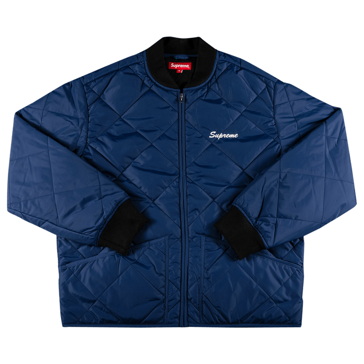 Supreme Quit Your Job Quilted Work Jacket 'Blue' | GOAT