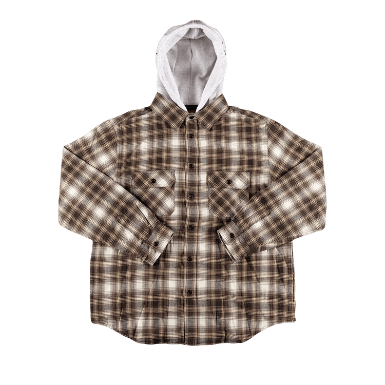Supreme Hooded Flannel Zip Up Shirt 'Brown'