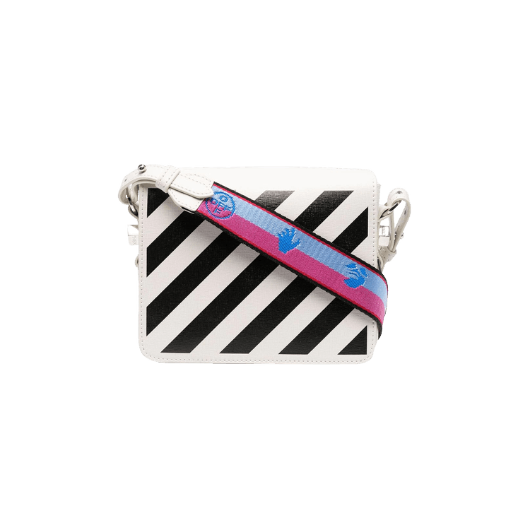 OFF-WHITE Diag Flap Bag SS21 White/Black in Leather with Silver-tone - US