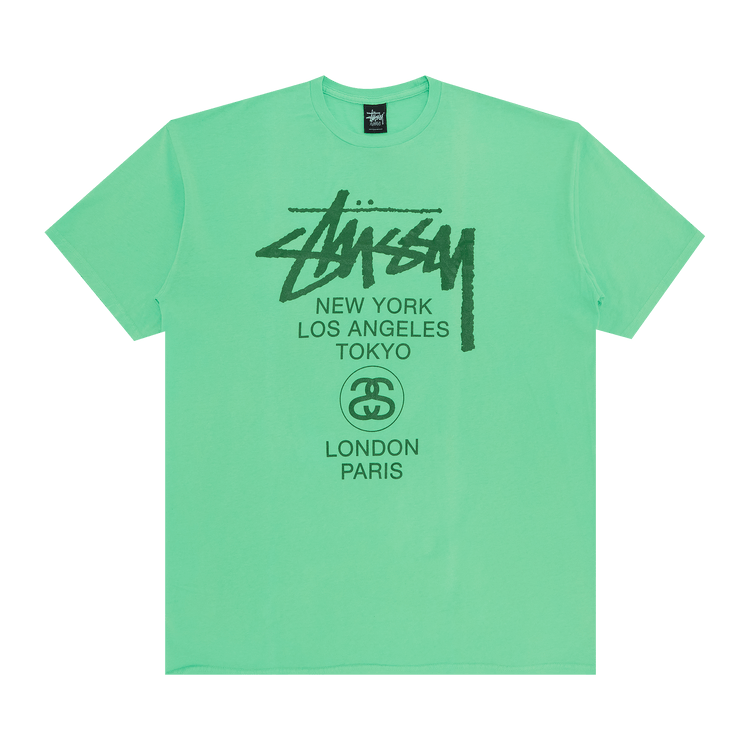 Buy Stussy World Tour Tee 'Neon Green' - 1903266 NEGR | GOAT