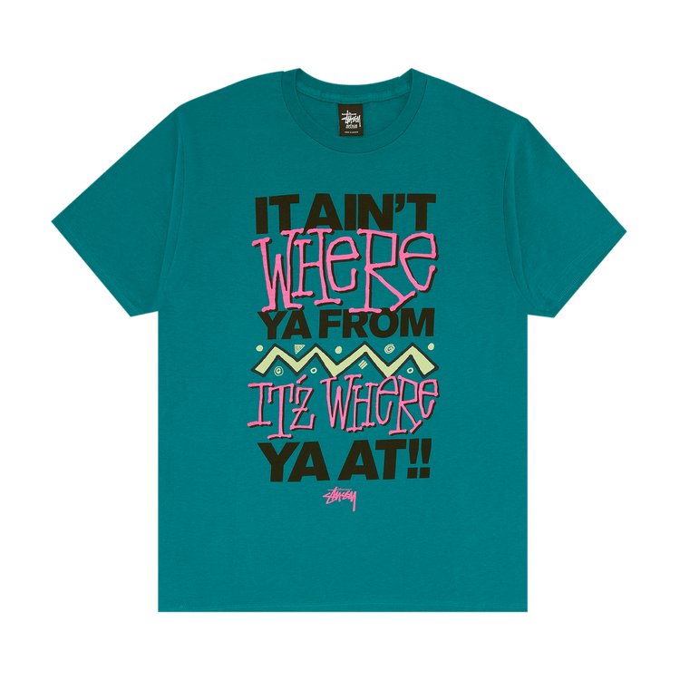 Stussy where ya from tee teal goat uk