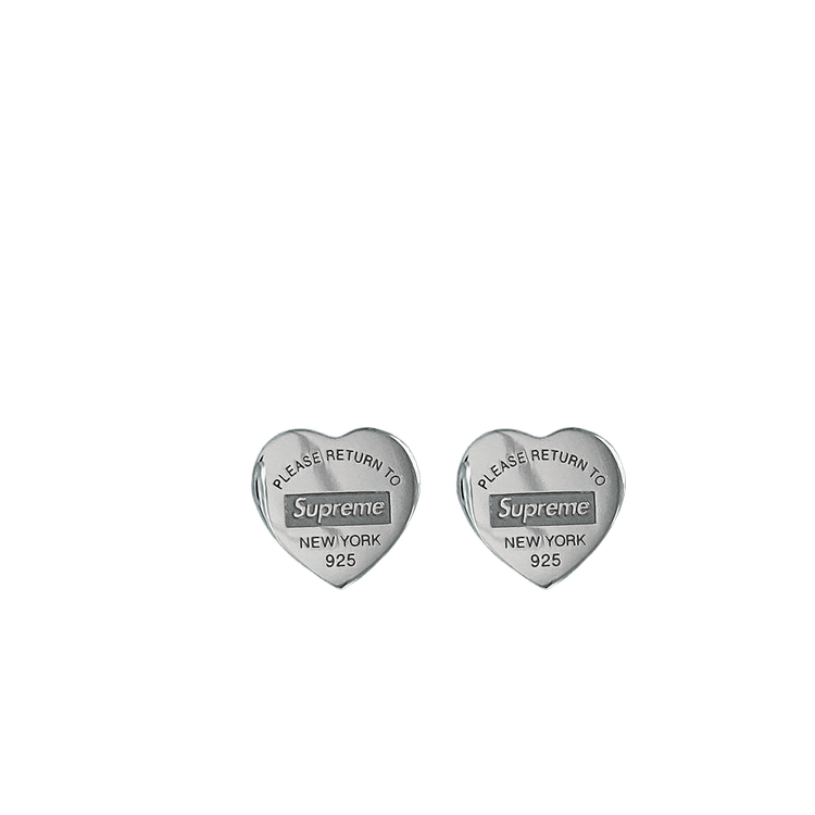 【得価大人気】Supreme Tiffany Heart Tag Stud Earrings ピアス(両耳用)