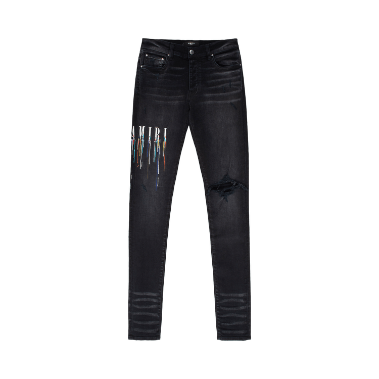 Size 31 Amiri Paint Drip Logo Jean 'Aged Black'