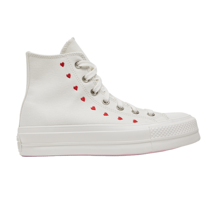 Wmns Chuck Taylor All Star Platform High 'Embroidered Hearts - White' | GOAT