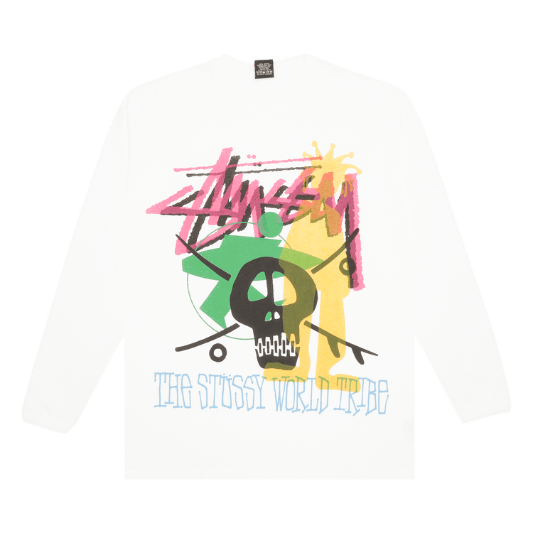 Buy Stussy Gear World Tribe Long-Sleeve Tee 'White' - 0535