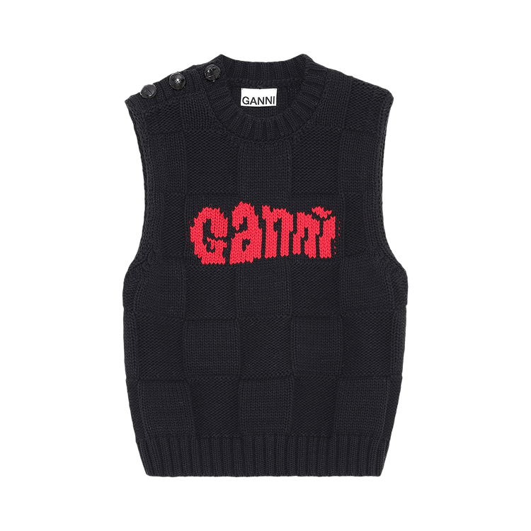 Buy GANNI Cotton Rope Knit Vest 'Black' - K1553 099 BLAC | GOAT