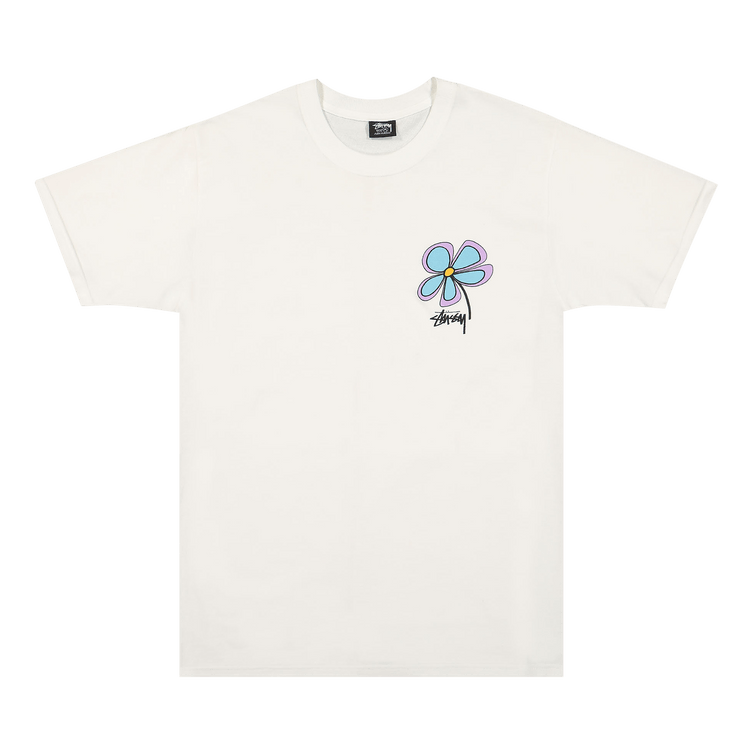 stussy flower tee white