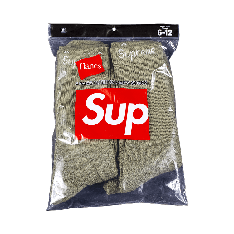 Buy Supreme x Hanes Crew Socks (4 Pack) 'Olive' - SS22A27