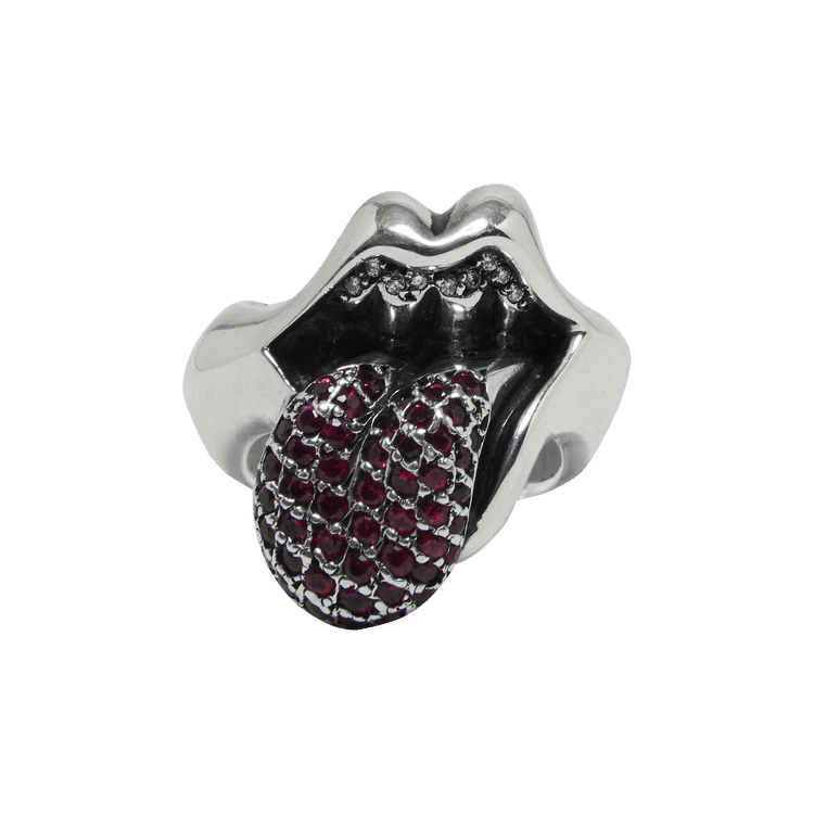 Buy Chrome Hearts Diamond Studded Rolling Stones Ring 'Silver 