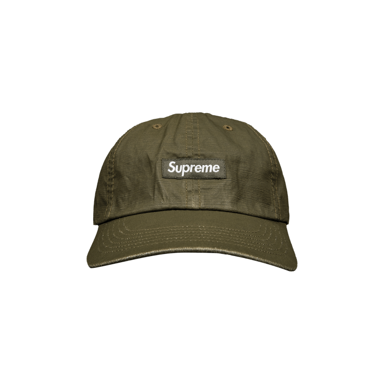 Buy Supreme Small Box Coated Linen 6-Panel 'Olive' - SS22H29