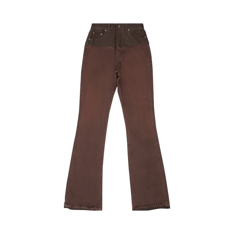 Amiri Hybrid Bootleg Jeans With Leather 'Brown' GOAT