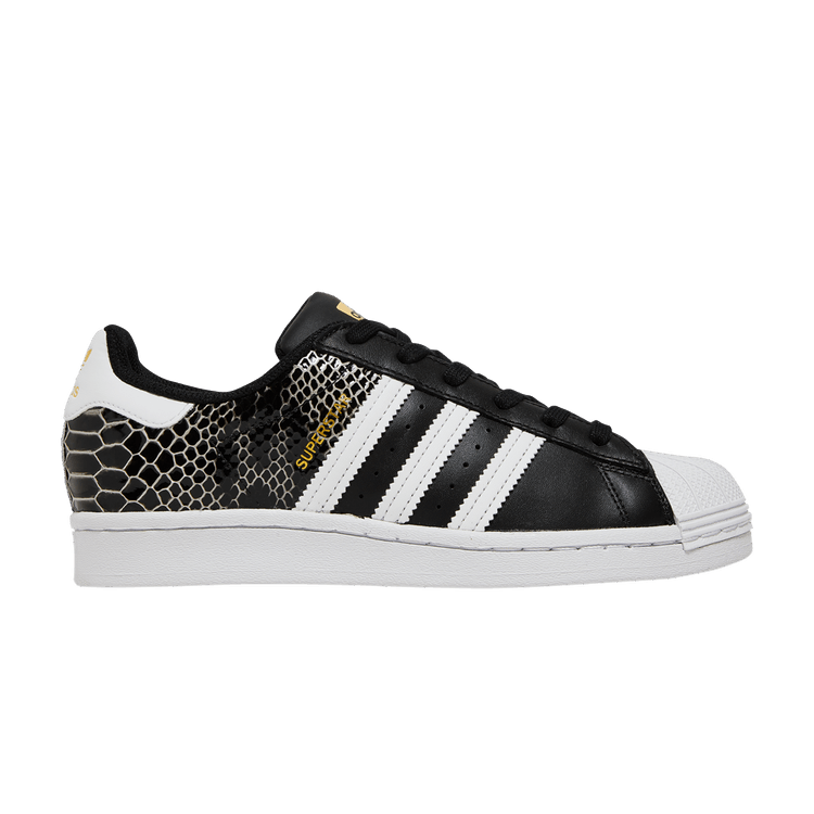 adidas Superstar Shoes - Women's - Core Black / Cloud White / Gold - 8