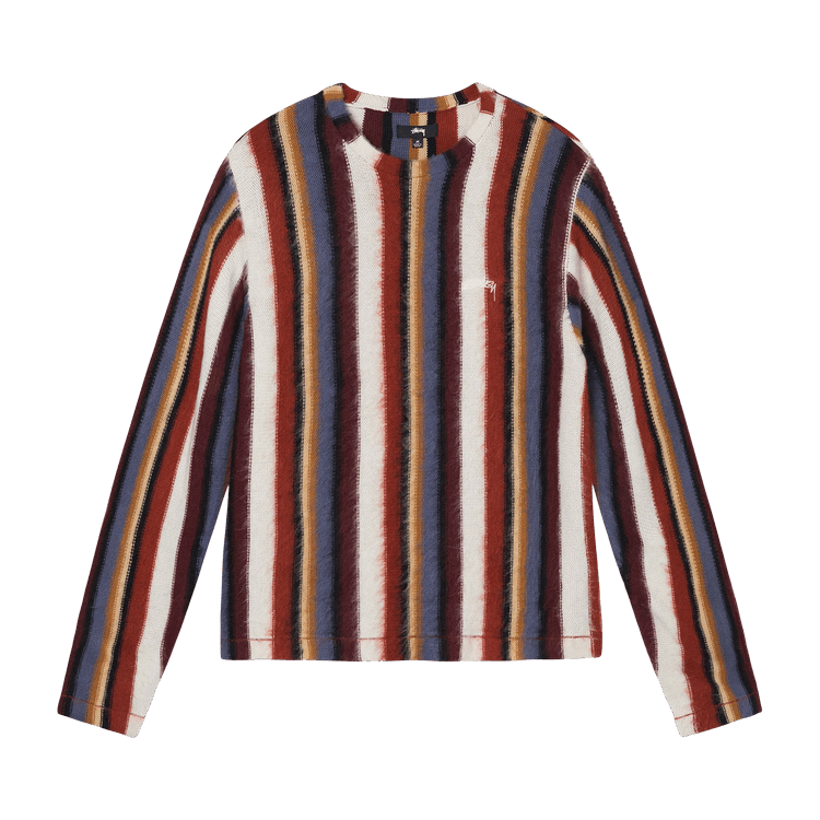 Buy Stussy Vertical Striped Knit Crew 'Rust' - 117108 RUST | GOAT