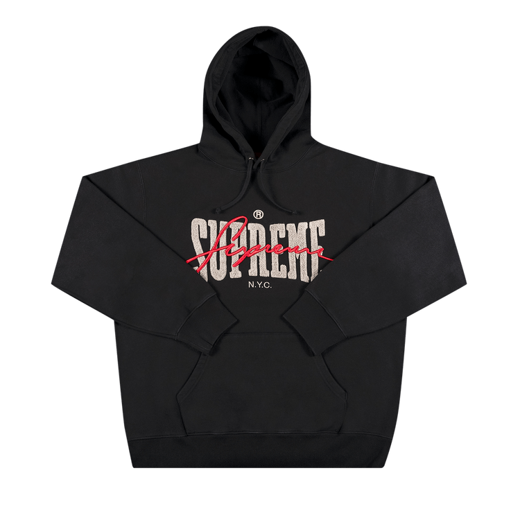 Supreme Embroidered Chenille Hooded Sweatshirt Black Culture Circle