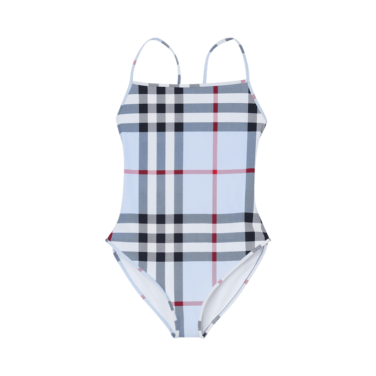 Buy Burberry Check Stretch Nylon Swimsuit 'Pale Blue