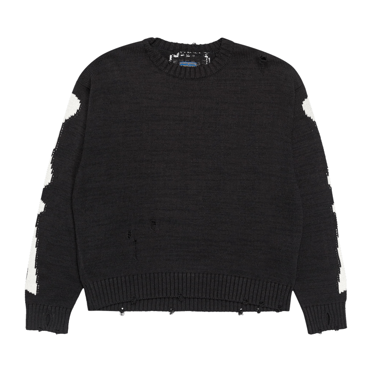 【正規通販】 Bone Knit Cotton 5G Kapital Buy Crew 'Black Sweater トップス