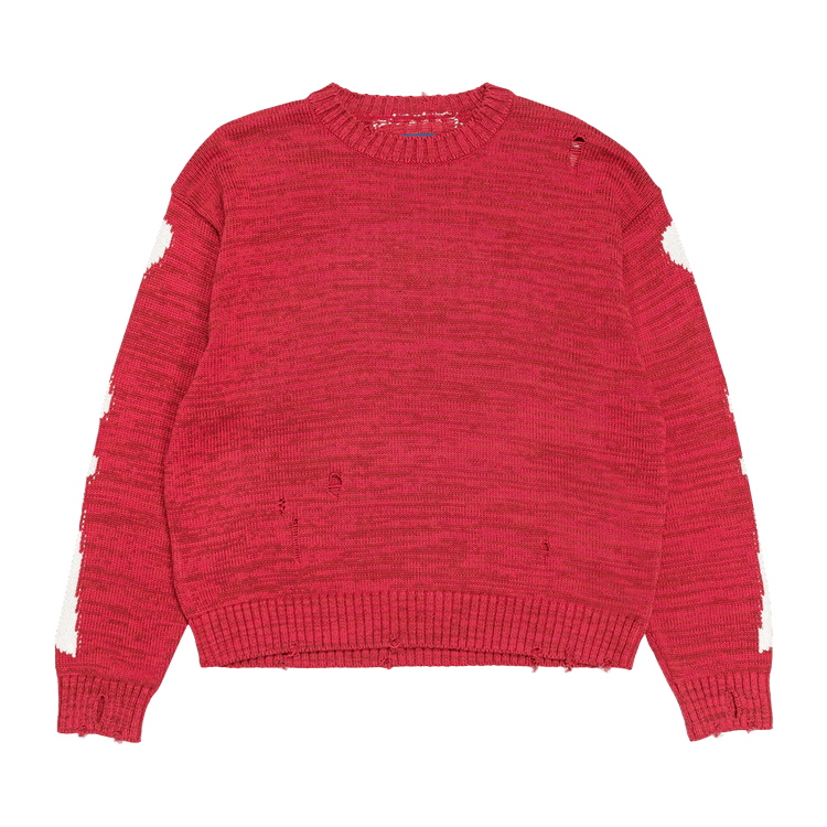 Buy Kapital 5G Cotton Knit Bone Crew Sweater 'Red