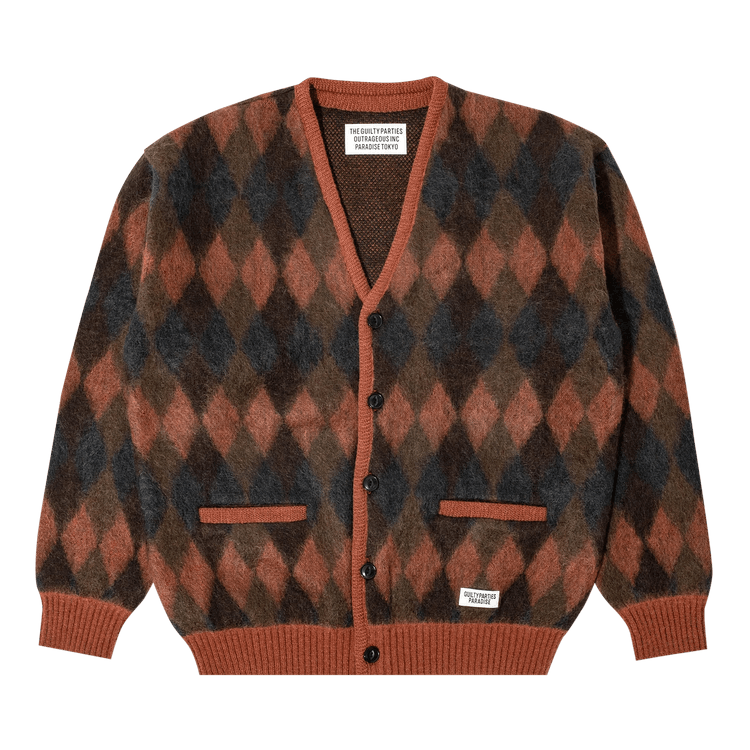 Buy Wacko Maria Diamond Mohair Cardigan 'Brown' - 21FW WMK KN16
